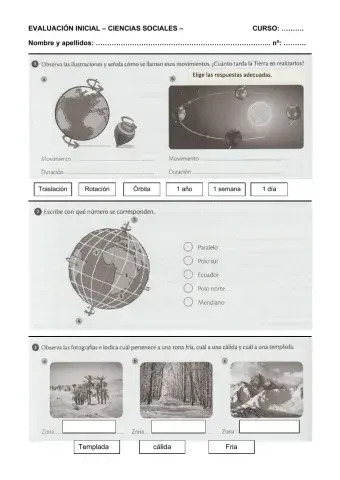Ciencias Sociales: evaluación inicial