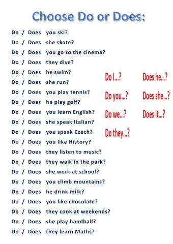 Present simple questions 2