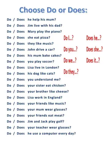 Present simple questions 3