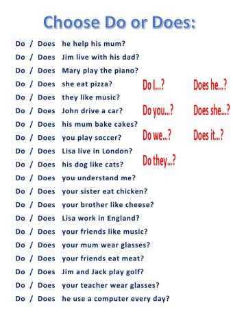 Present simple questions 3