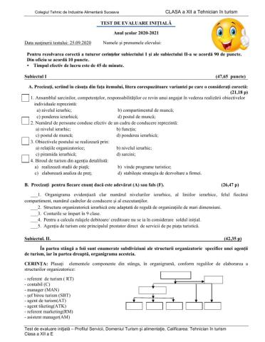 Test initial XII-Turism-2