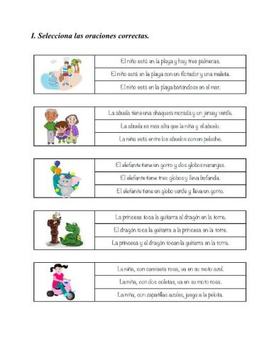 Comprensión de oraciones.