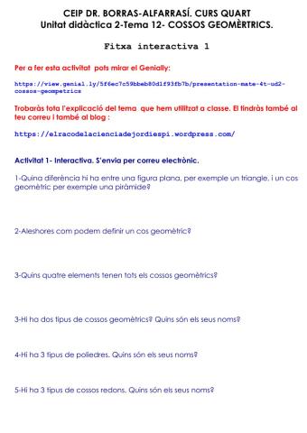 Cossos Geomètrics. Característiques, elements i tupus