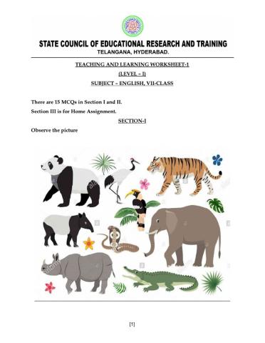 7 class level 1 worksheet 1