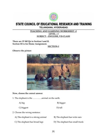 7 class level 1 worksheet 2