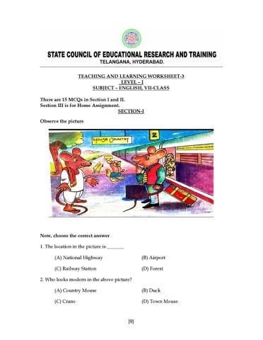 7 class level 1 worksheet 3