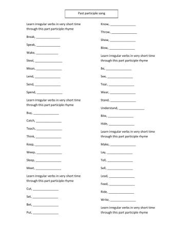 Past participle verbs