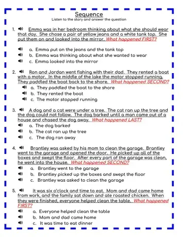 Sequencing-First, Second, Last