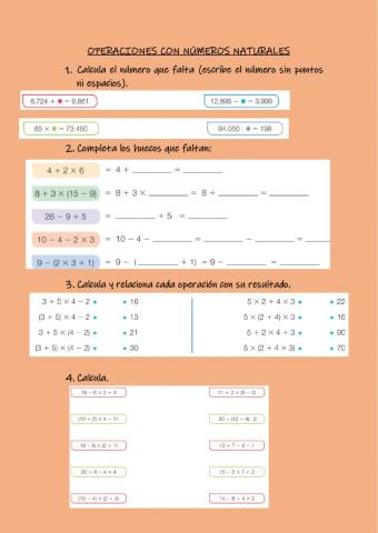 Operaciones con números naturales