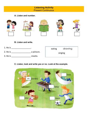 Listening Activity Present Continuous