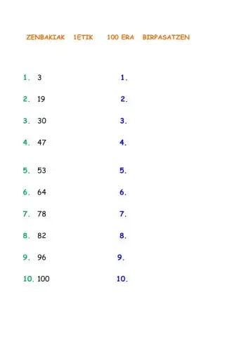 ZENBAKIAK 1etik-100era