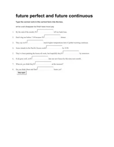 Future perfect simple and continuous