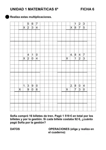 Ficha 1-6 Matemáticas 6º