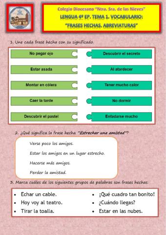 Tema 1. Vocabulario. Frases hechas y abreviaturas.