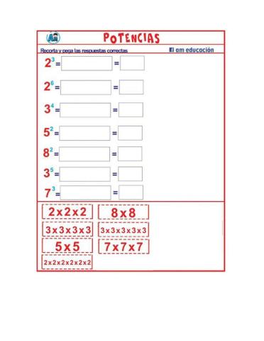 Hoja de trabajo potencia 5to. primaria