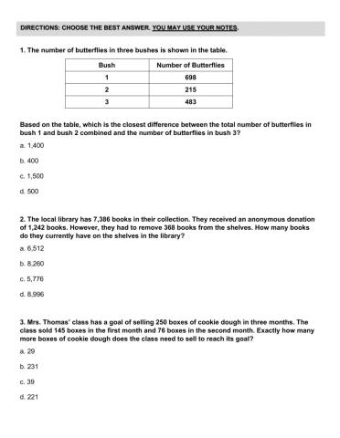 Estimate-Add-Subtract Word Problems
