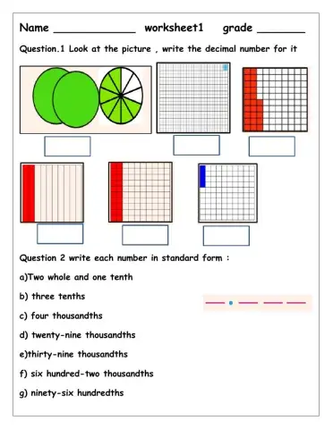 Decimals and fractions