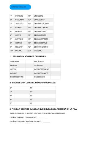 Numeros ordinales