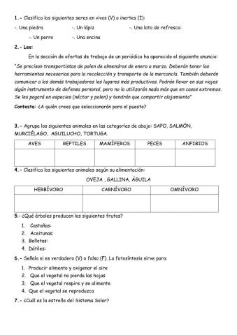 Prueba inicial de contenidos 1º ESO