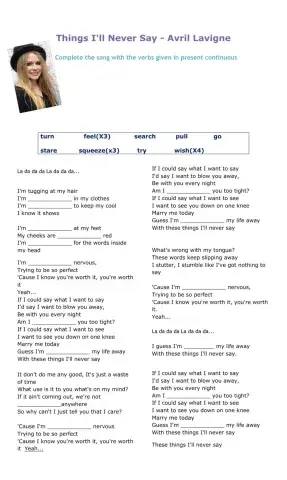 Things i'll never say (Avril Lavigne)