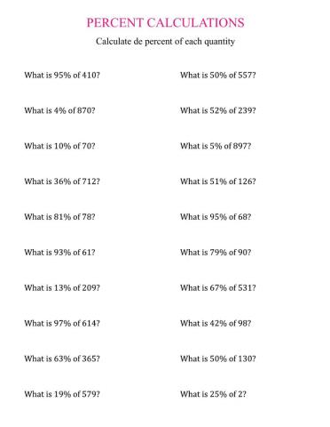 Percent of a quantity