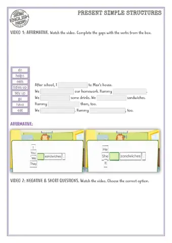 Present simple structures