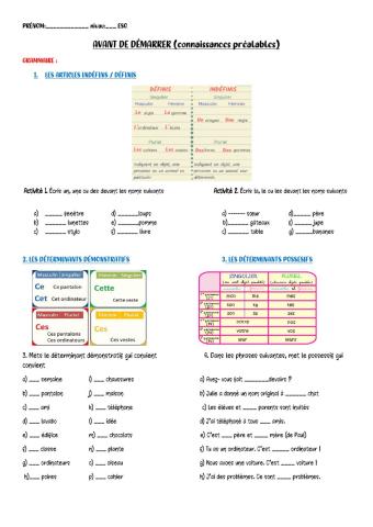 AVANT DE DÉMARRER-Révision GRAMMAIRE