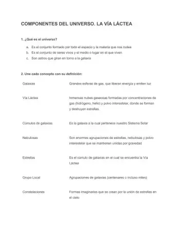 Componentes del universo. La Vía Láctea