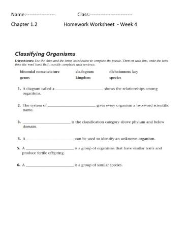 Classifying organisms