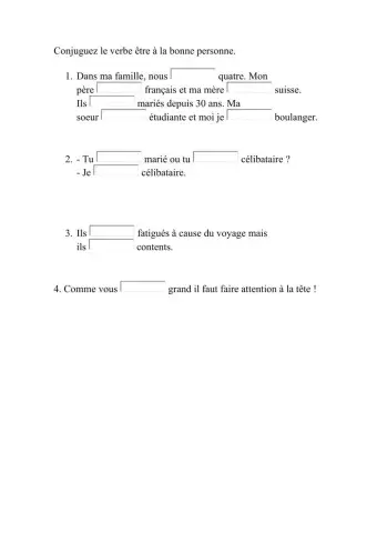 Le verbe être au présent.