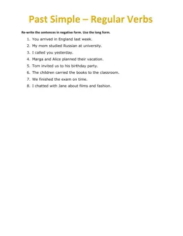 Past Simple - Negations of Regular Verbs