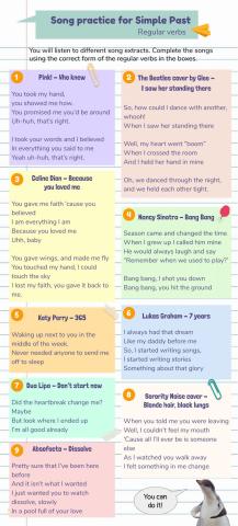Song practice for Past Simple (regular verbs)