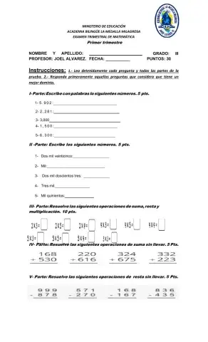 Examen de matemática