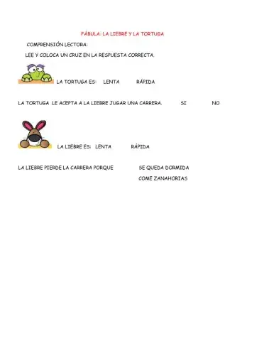 Fábula: la liebre y la tortuga