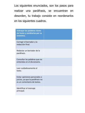 Pasos para realizar una paráfrasis