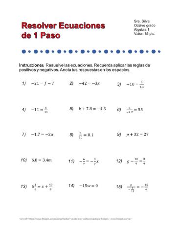 Resolver ecuaciones de 1 paso