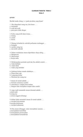 Ulangan Tematik tema 2