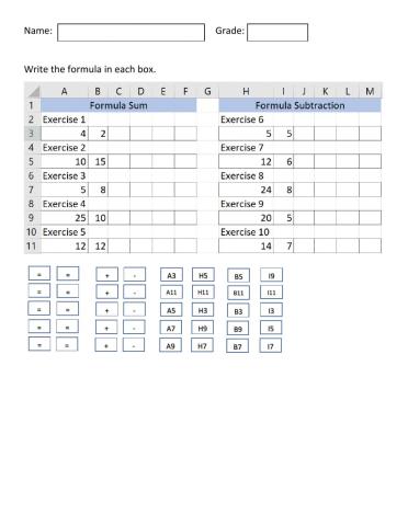 Excel Sum and Subtract