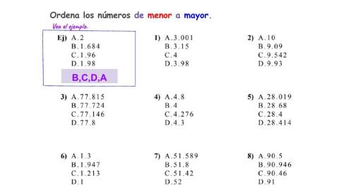 Ordenar los nùmeros