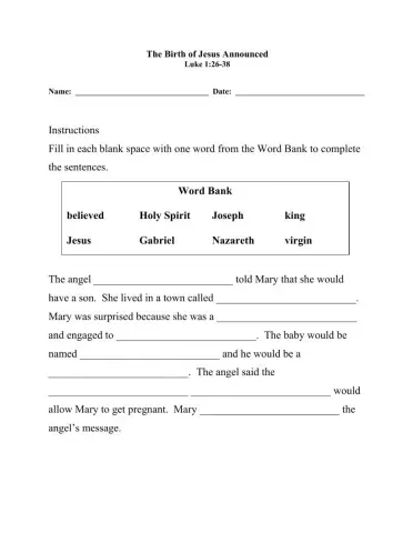 The Birth of Jesus Announced