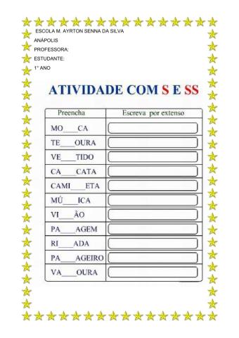 Palavras com s ss