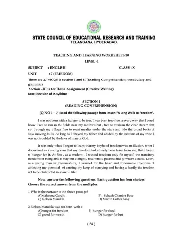 10 Class Level 1 Work Sheet 10