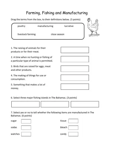 Farming, Fishing and Manufacturing