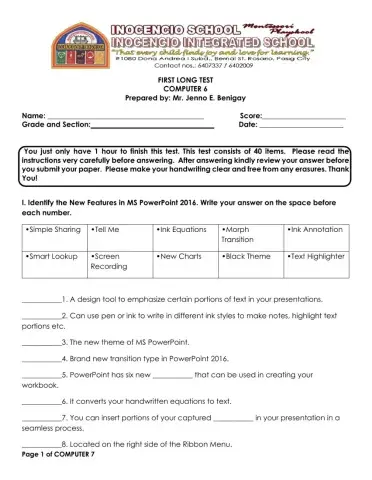 First summative evaluation Com 9 Part 1