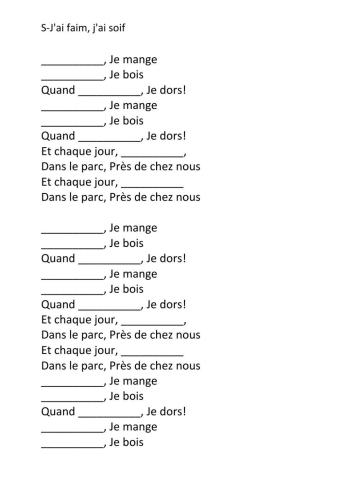 J'ai faim, j'ai soif