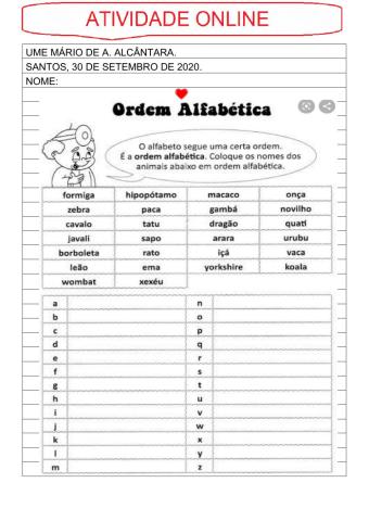 Ordem Alfabética