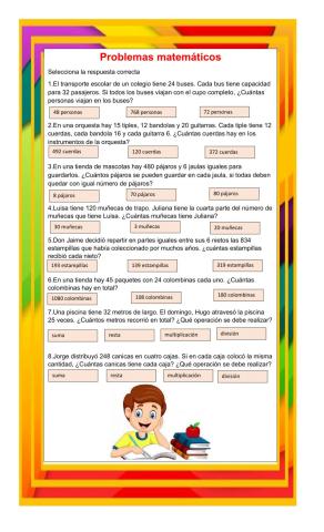 Problemas de multiplicación y división