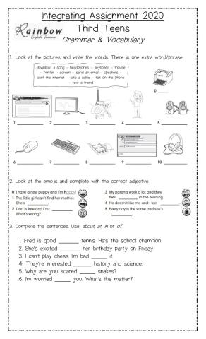 Grammar and vocabulary 3rd teens