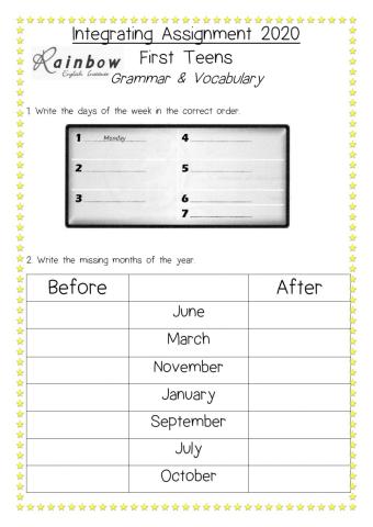 Grammar and vocabulary 1st teens