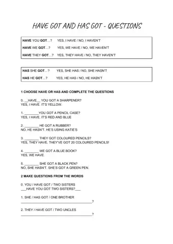 Have got - Has got - Questions